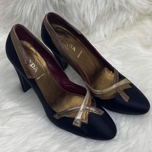 Prada Vintage Black Satin Heels